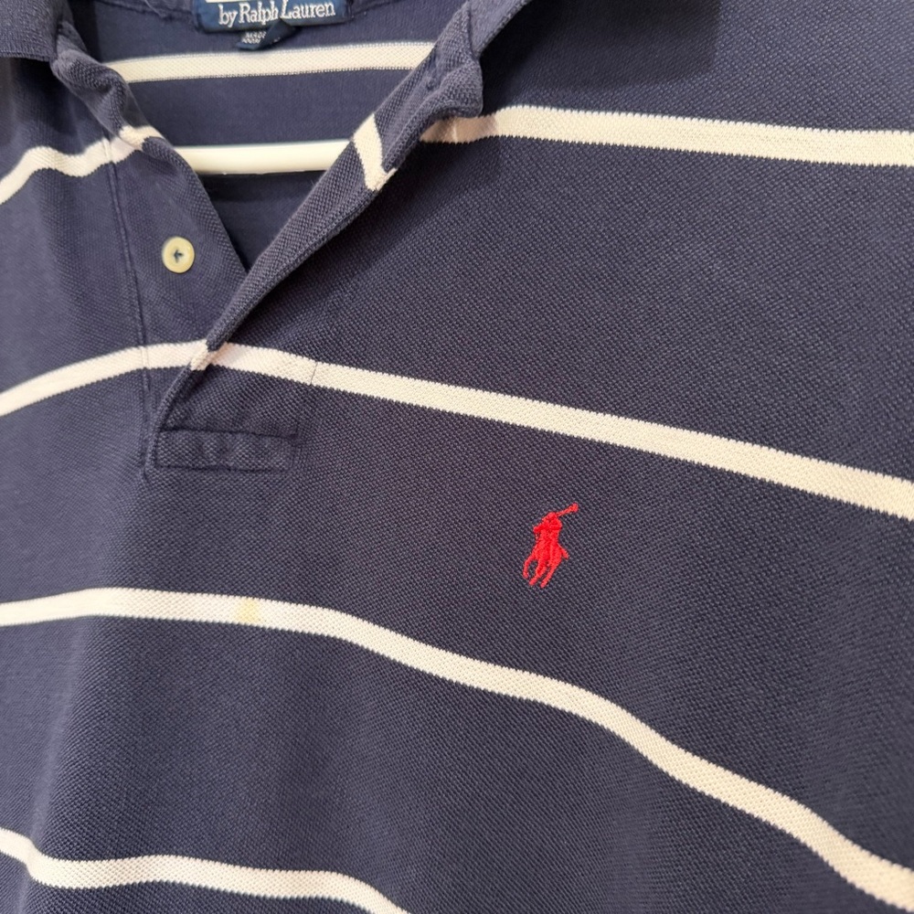 Polo Ralph Lauren Striped Short Sleeve Shirt Men’s XL Navy Blue Red Pony Cotton